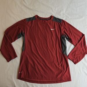 Nike Kids XL Maroon and Gray Long Sleeve Dri Fit Performance Tee